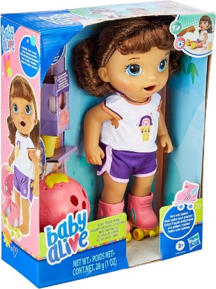 Picture of Baby Alive Roller Skate Baby 14-Inch Doll Brown Hair, Blue Eyes Kids Toy for Boys and Girls