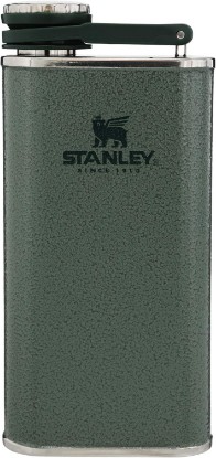 Picture of STANLEY Classic Easy Fill Wide Mouth Flask 8 oz | Leakproof Hip Flask | Hinge Connected Never Lose Cap | Insulated Stainless Steel Liquor Container | BPA-Free | Hammertone Green