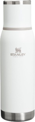 Picture of STANLEY Adventure-To-Go Vacuum Bottle 25 oz | Wide Mouth with Leakproof Cup Lid | Keep Drinks Hot or Cold | Packable for Travel | Insulated Stainless Steel Thermal Bottle | BPA-Free | Frost White