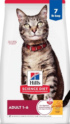 Picture of Hill's Science Diet Adult 1-6 Dry Cat Food | #1 Veterinarian Recommended, Chicken Recipe, 7 lb. Bag