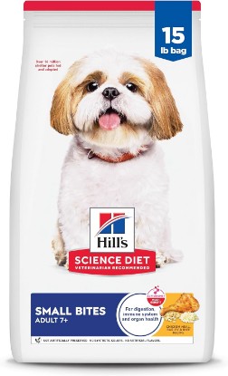 Picture of Hill's Science Diet Adult 7+ Small Bites Dry Dog Food | #1 Veterinarian Recommended, Chicken Meal, Barley, & Rice, 15 lb. Bag
