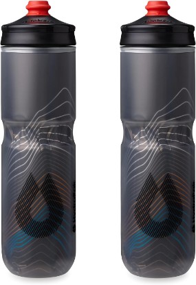 Picture of HydraPak Polar Surge Insulated Bike Water Bottle (24oz, Ascent Black) | High Flow, BPA Free, Tri-Layer Insulation, Leakproof, Easy Squeeze, Self-Sealing Cap, for Biking