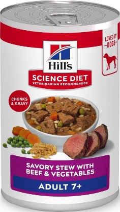 Picture of Hill's Science Diet Adult 7+ Wet Dog Food | #1 Veterinarian Recommended, Beef & Vegetables, 12.8 oz. Cans, 12-Pack