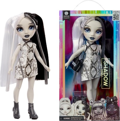 Picture of Rainbow High Shadow High Heather - Grayscale 11” Fashion Doll. Black and White Hair & Outfit & Handbag
