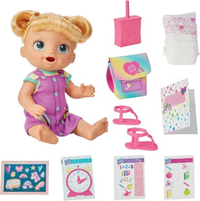 Picture of Baby Alive Time for School Baby Doll Set, 12 Inch, Back to School Toys for Girls & Boys, Blonde Hair, Preschool Gifts for Kids, Ages 3+ (Amazon Exclusive)