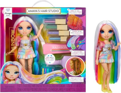 Picture of Rainbow High Amaya's Hair Studio - Create Sparkle Shimmer Hair with Exclusive Doll, Extra Long Washable Hair Color & Doll Clothes and Accessories- Fun Playset for Kids Ages 4+