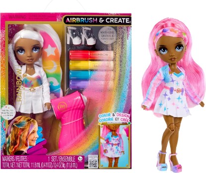 Picture of Rainbow High Air Brush & Create DIY Fashion Doll with Airbrush Marker Kit, Washable Rainbow Markers, Long Hair, Grey Eyes, Color, Create, Play, Rinse and Repeat. Creative 4-12+
