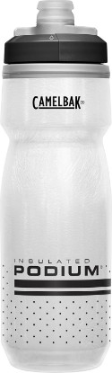 Picture of CamelBak Podium Chill Water Bottle 21oz, White/Black | Easy Squeeze Design, Double Wall Insulation, High Flow Self Sealing Cap, Secure Bike Cage Fit, Durable Cycling Bottle