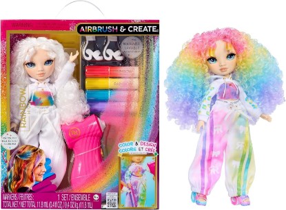 Picture of Rainbow High Air Brush & Create DIY Fashion Doll with Airbrush Marker Kit, Washable Rainbow Markers, Long Hair, Green Eyes, Color, Create, Play, Rinse and Repeat. Creative 4-12+