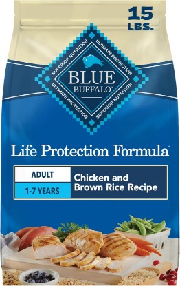 Picture of Blue Buffalo Life Protection Formula Chicken Adult Dry Dog Food, 15 lb | Real Chicken #1 Ingredient, Supports Immunity with Antioxidant-Rich LifeSource Bits, Promotes Healthy Muscle Development