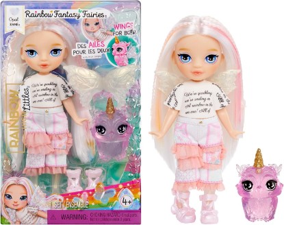 Picture of Rainbow High Littles Rainbow Fantasy Fairies + Pet – Opal, Rainbow 5.5" Posable Small Doll & Fantasy Owl Pet with Interchangeable Fairy Wings, Kids Gift 4+