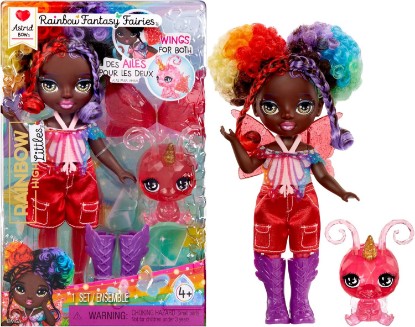 Picture of Rainbow High Littles Rainbow Fantasy Fairies + Pet – Astrid, Rainbow 5.5" Posable Small Doll & Fantasy Butterfly Pet with Interchangeable Fairy Wings, Kids Gift 4+