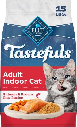 Picture of Blue Buffalo Tastefuls Salmon Adult Indoor Dry Cat Food, 15 lb | Salmon & Brown Rice Recipe, Antioxidant-Rich LifeSource Bits, No Corn, Wheat, or Soy