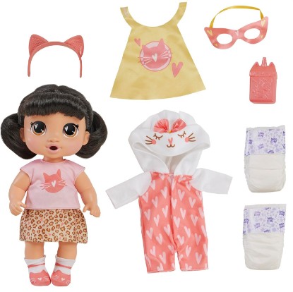 Picture of Baby Alive Super BFF Katie Kat Black Hair Dress Up Baby Doll Playset, 11 Inches, Toys for 3 Year Old Girls & Boys & Up (Amazon Exclusive)