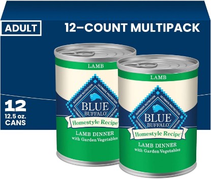 Picture of Blue Buffalo Homestyle Recipe Lamb Adult Wet Dog Food, 12.5 oz, 12 ct | Lamb Dinner with Garden Vegetables, No Chicken By-Product, Corn, Wheat, or Soy
