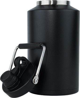 Picture of Kerilyn Insulated Gallon Jug with Handle, One Gallon, 128oz Stainless Steel, Large Double Vacuum Water Bottle for Hot & Cold Drinks, Wide Mouth, Sweat Proof, Great for Travel, Camping, Black