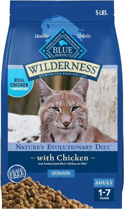 Picture of Blue Buffalo Wilderness Chicken Adult Indoor Dry Cat Food, Grain-Free, 5 lb | High Protein, Real Chicken #1 Ingredient, Supports Immunity with Antioxidant-Rich LifeSource Bits, Promotes Healthy Digestion