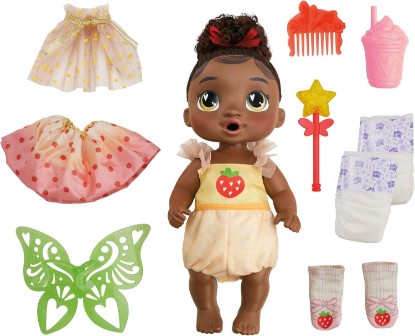 Picture of Baby Alive Fairy Fashions Berry Boo Doll with Clothes Accessories, Black Hair, 11 Inches, Toys for 3 Year Old Girls and Boys & Up (Amazon Exclusive)
