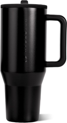 Picture of HydroJug Traveler 40oz, Insulated Tumbler with Handle & Straw, Black | Triple wall insulated, flip straw lid, leak-resistant, stainless steel, cup holder friendly, BPA-free, dishwasher safe