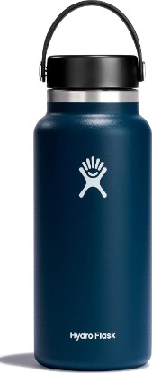 Picture of Hydro Flask Water Bottle - Insulated Stainless Steel - Wide Mouth Flex Lid, Non Spill, Leakproof and Refillable in 32 Oz Indigo Blue
