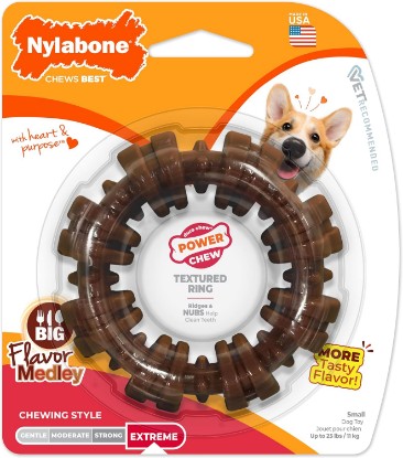 Picture of Nylabone Textured Ring Power Chew Toy for Small Dogs Up to 25 lbs | Durable dog toys for aggressive chewers, strong dog chew bones, flavor medley, textures help clean teeth