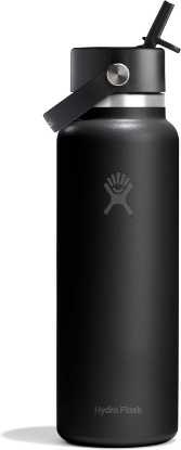 Picture of Hydro Flask Water Bottle - Insulated Stainless Steel - Wide Straw Lid, Non Spill, Leakproof in 40 Oz Tonal Black