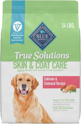 Picture of Blue Buffalo True Solutions Skin & Coat Care Salmon Dry Dog Food, 24 lb | Adult Formula, Omega 3 & 6 Fatty Acids, Veterinarian Formulated