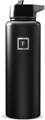 Picture of IRON °FLASK 40 oz Wide Mouth Water Bottle with Straw | Insulated Stainless Steel Sports Water Bottle with Leakproof Straw Lid - BPA Free, Cold 24 Hrs, Sweat Free (Midnight Black)
