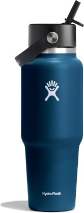 Picture of Hydro Flask Travel Water Bottle - Insulated Stainless Steel - Wide Straw Lid, Non Spill, Leakproof in 32 Oz Indigo Blue