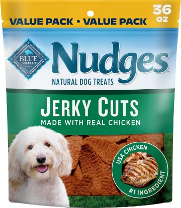 Picture of Blue Buffalo Nudges Jerky Cuts Chicken Dog Treats, 36 oz | Real Chicken First, Oven-Dried, Easy to Tear, No Chicken By-Product, Corn, Wheat, or Soy