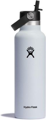 Picture of Hydro Flask Water Bottle 621 ml (21 oz) - Vacuum Insulated Stainless Steel Water Bottle with Flex Straw Cap - BPA-Free - Standard Mouth - White