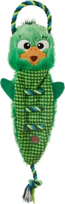 Picture of Outward Hound Ropiez Rope Interactive Dog Tug Toy for Tugging Squeaky Fun, 23.6 Inch Mallard, Green, Large