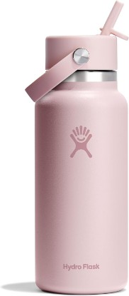 Picture of Hydro Flask Water Bottle - Insulated Stainless Steel - Wide Straw Lid, Non Spill, Leakproof in 32 Oz Trillium Pink