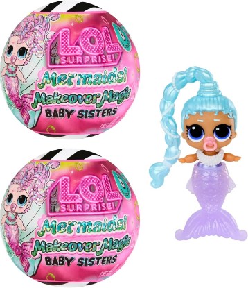 Picture of LOL Surprise Mermaids! Makeover Magic Baby Sisters 2 Pack with DIY Wearable Lip Gloss Makeup for You and Your Doll, Fun Water Play, Kids Gift Ages 4+