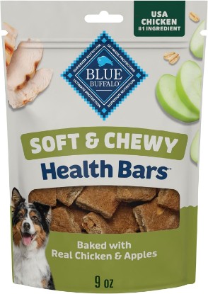 Picture of Blue Buffalo Health Bars Chicken & Apples Soft & Chewy Treats, 9 oz | Supports Healthy Digestion, Soft-Baked Texture, No Chicken By-Product, Corn, Wheat, or Soy