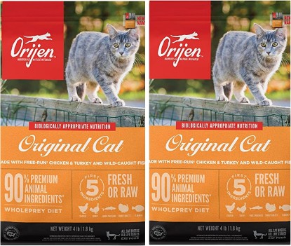 Picture of ORIJEN 2 Pack of Cat & Kitten Grain-Free Dry Food, 4 Pounds Each, Made in The USA