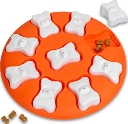 Picture of Outward Hound Nina Ottosson Dog Smart Dog Toy Treat Puzzle, Enrichment, 11" | Level 1 Easy, 9 Hidden Treat Compartments, Holds 1 Cup Kibble or Treats, Slow Feeder, Easy Clean, Interactive, Dogs & Puppies