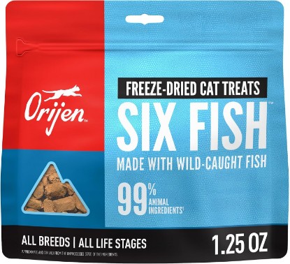 Picture of ORIJEN Freeze Dried Cat Treats Grain Free WHOLEPREY 1.25oz Bag | 99% Animal Ingredients, Freeze Dried, Grain Free, High Protein, Wild-Caught Fish, 1 Calorie Each, Ideal for Training