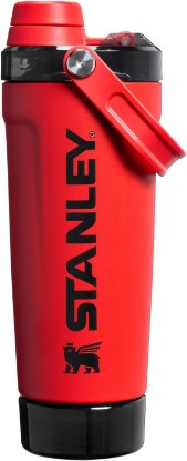 Picture of STANLEY Vitalize Shaker Bottle, 20 oz, Chili Black | Leakproof Shaker Bottle | Fast-Flow Spout | Removable Strainer | Easy-Grip Handle | Base Container | Double-Wall Insulation