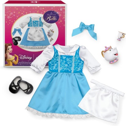Picture of American Girl Disney, Princess Belle, Blue Dress, Mrs. Potts, Chip, & Accessories, 18-inch Doll Clothing, Ages 6+