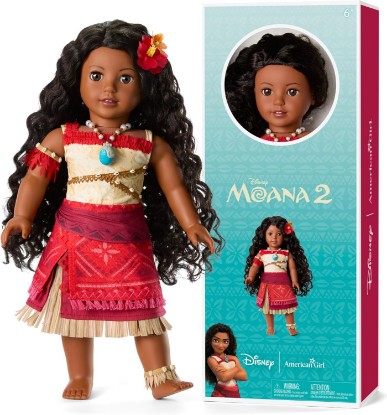 Picture of American Girl Disney, Moana Doll, 18-inch Doll, Long Curly Black Hair, Brown Eyes, Includes Hair Clip, Ages 6+