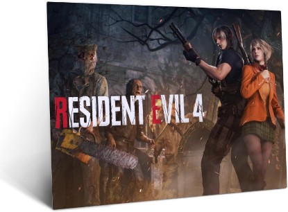 Picture of Displate Metal Poster Resident Evil 4 Remake Size M | Wall-safe magnetic mounting, no drilling or tools. Easy to mount, artwork, wall decor home living room, bedrooms, offices.