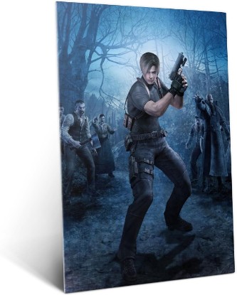 Picture of Displate Metal Poster Resident Evil Leon S. Kennedy Size M | Wall-safe magnetic mounting, no drilling or tools. Easy to mount, artwork, wall decor home living room, bedrooms, offices.