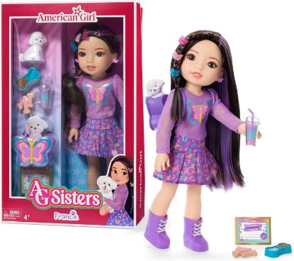 Picture of American Girl AG Sisters Francie Doll, with Brown Eyes, Long Dark-Brown Hair with Purple Highlights, 14.5", Ages 4+ (Amazon Exclusive)