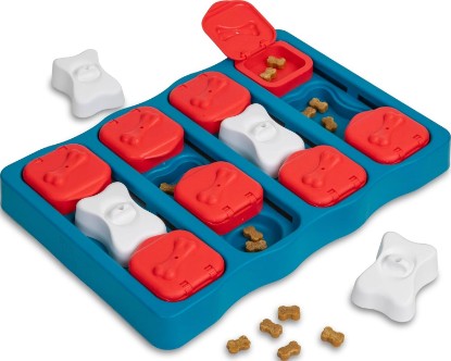 Picture of Outward Hound Nina Ottosson Dog Brick Dog Toy Treat Puzzle, 12.8" | Level 2 Intermediate, 20 Hidden Treat Compartments, Holds 1-1/2 Cups, Wet or Dry Food, Interactive Enrichment, Dogs & Puppies