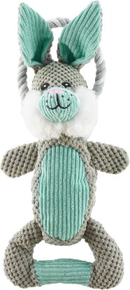 Picture of Outward Hound Scrunch Bunch Dog Tug Toy, Bunny, Plush & Squeaky, 16.7" | Multi-Textured, Crinkle & Squeaker Sounds, K9 Tuff Guard, Tug & Fetch, Interactive Play, Tough Chewers, Dogs & Puppies