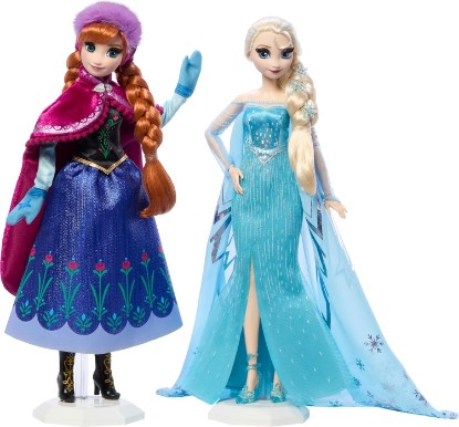 Picture of Mattel Frozen Anna & Elsa Doll Set - 2 Disney Princess Collector Fashion Dolls Celebrating Disney's 100 Years of Wonder, Inspired by the Movie