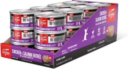 Picture of ORIJEN Pate Wet Kitten Cat Food Chicken & Salmon Entrée 3oz Cans (24 ct.) | 95% Animal Ingredients, Made in the USA, No Added Grains, Global Quality Ingredients