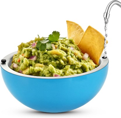 Picture of Honeydak 1 Pack Dip Chiller Bowl 35 Oz, Blue | Stainless Steel Double Walled Insulated Ice Serving Bowl for Parties Salsa, Guacamole, Sauces, Salad & Food Hot or Cold