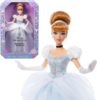 Picture of Mattel Disney Princess Cinderella Sparkling Fashion Doll | Posable Doll in Signature Look with Removable Dress, Shoes, Necklace & Earrings, Inspired by DMovie (Amazon Exclusive)